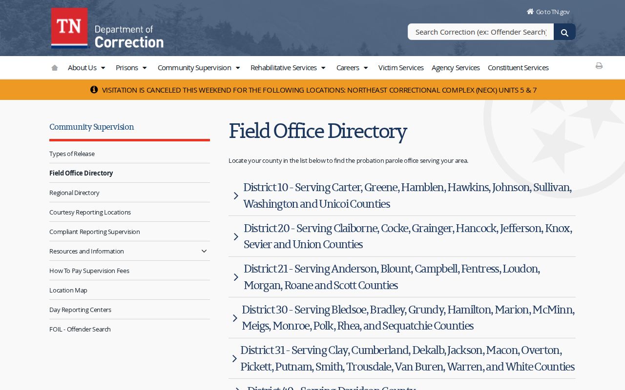 Wilson County post-release supervision District 81 field office directory